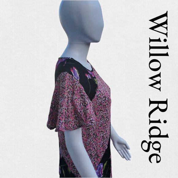 Willow Ridge | Vintage Sheath Dress | Floral Pink & Black | EUC | Petite Medium - Picture 4 of 9